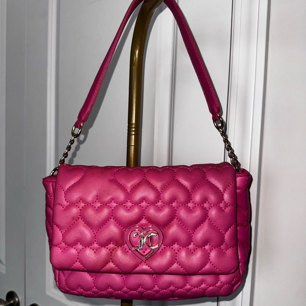 Juicy Couture Quilted Heart Shoulder Bag in Hot Pink